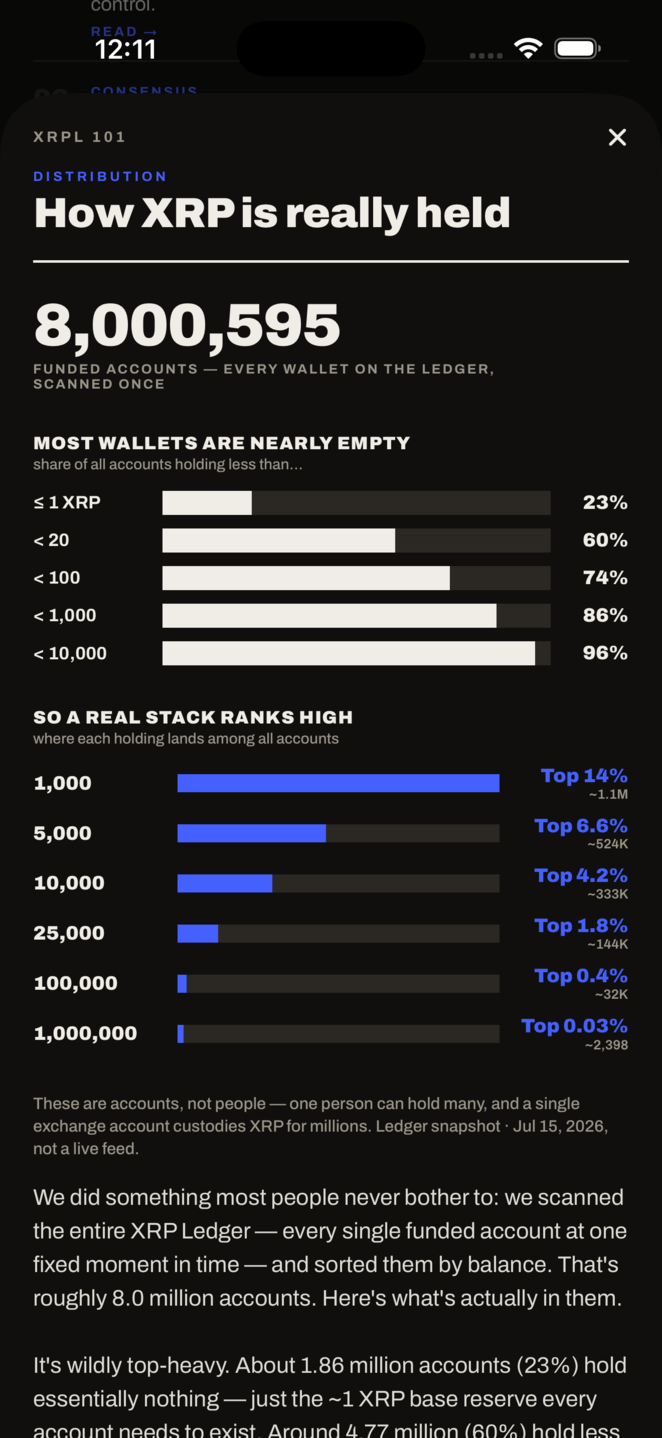 Who Holds XRP — the ledger's balance distribution, charted